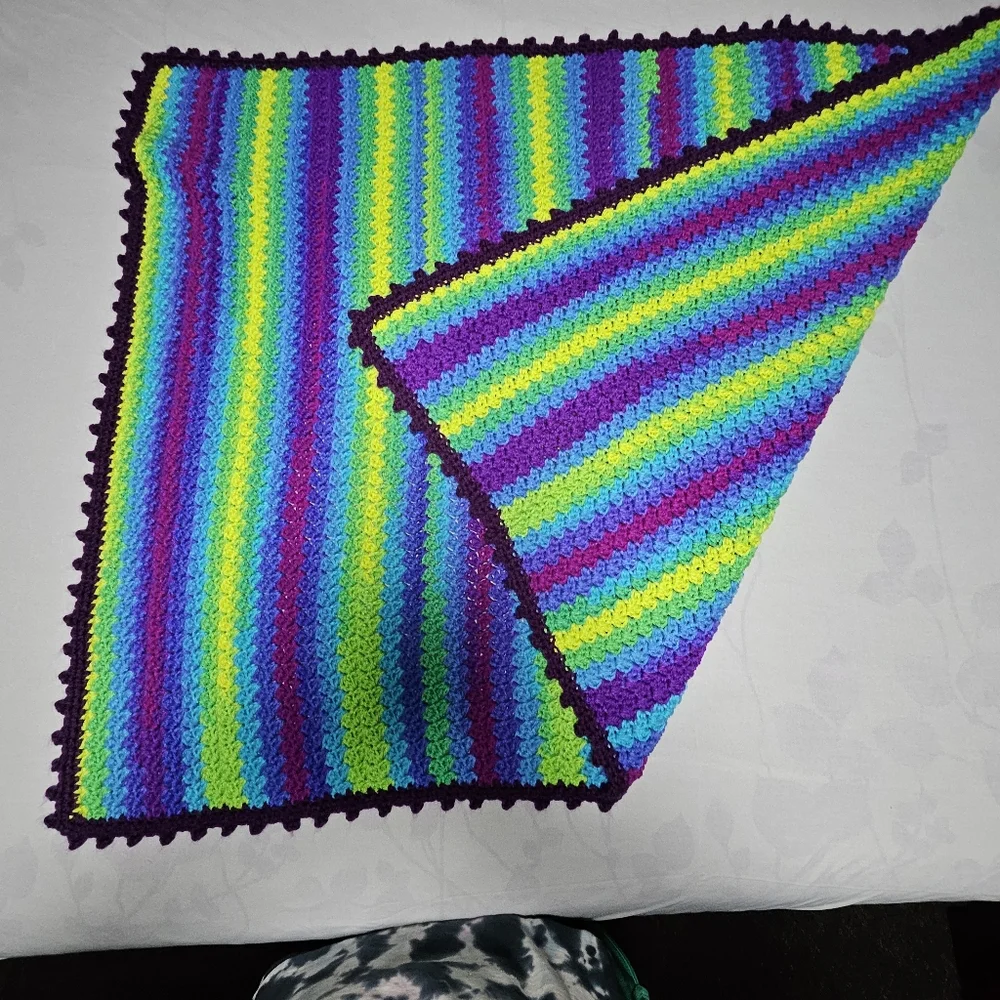 *New* Crochet afghan baby throw striped blanket  app. 35